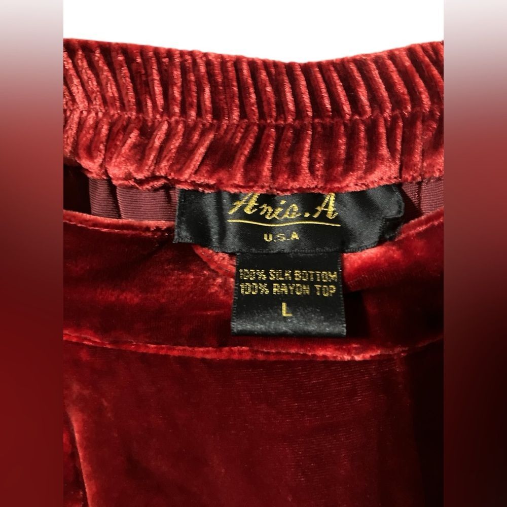 Ania A Velvet Pants Size L Holiday Luxury Silk Wide Leg Christmas Flowy - Picture 4 of 6